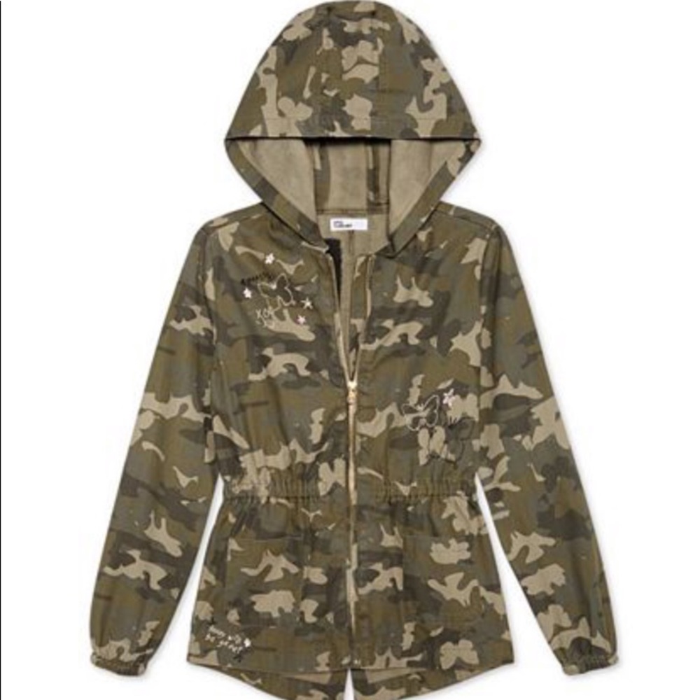Big Girls Hooded Cotton Camouflage Jacket